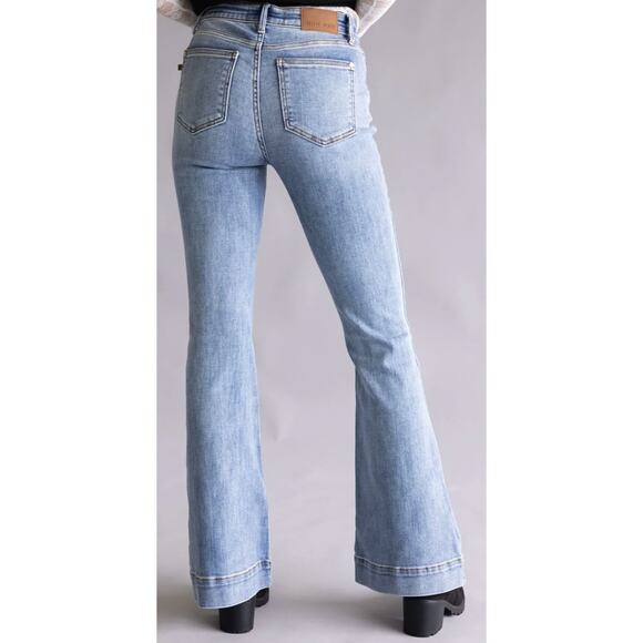 Judy Blue Mid-Rise Trouser Flare Jeans 5/27 - Picture 3 of 12